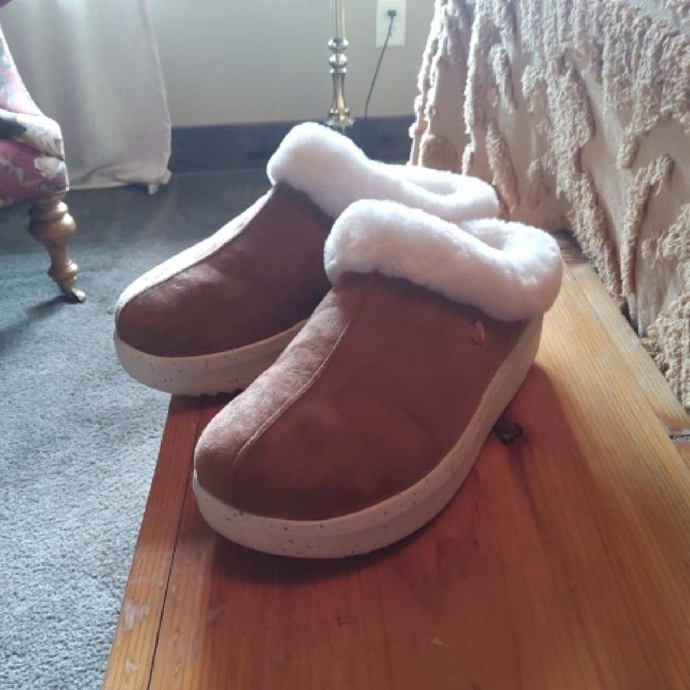 BOBS from Skechers Chestnut Brown Slip-On Faux-Shearling Clogs